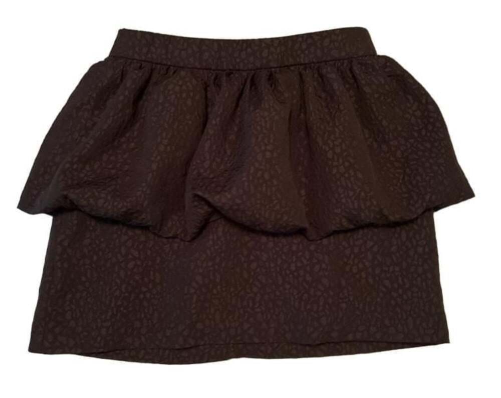 Zara Black Textured Jacquard Tiered Mini Skirt Sz M A736